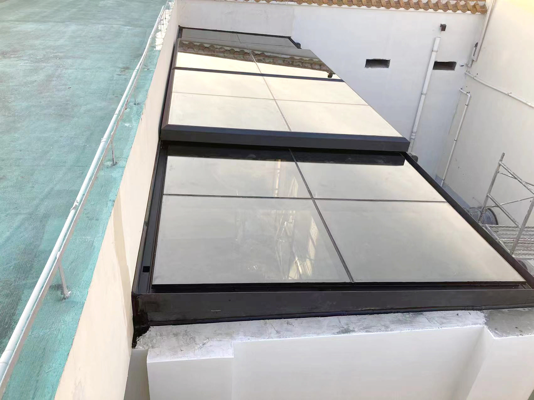 Hastane Restoran Otel Ev Teras Çatı için Çift Camlı Alüminyum Elektrik Skylight çatısı