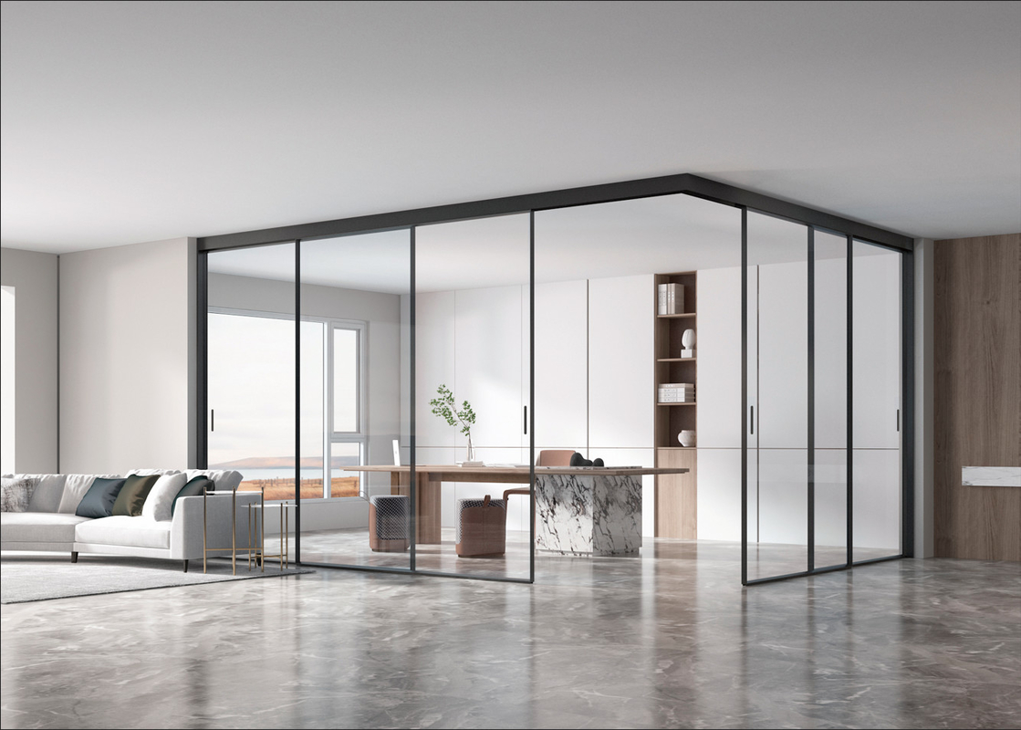 Slim Frame Alüminyum Minimalist Kaydırma Kapısı Villalar İçin Dış Kapılar Otel Ofisler Mutfak Oturma Odası