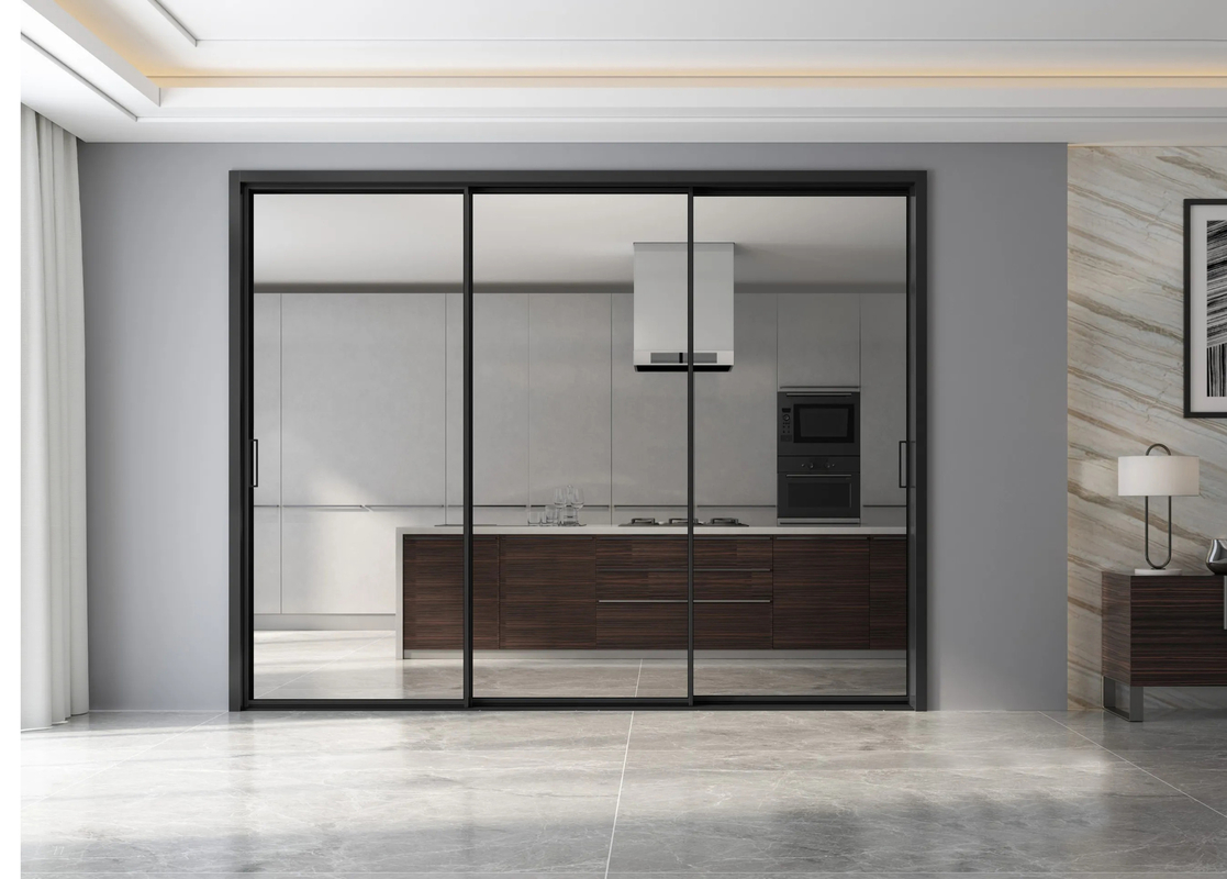 Slim Frame Alüminyum Minimalist Kaydırma Kapısı Villalar İçin Dış Kapılar Otel Ofisler Mutfak Oturma Odası